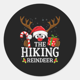 Christmas Matching The Hiking Reindeer Family  Classic Round Sticker