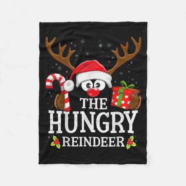 Christmas Matching The Hungry Reindeer Family  Fleece Blanket (Front)