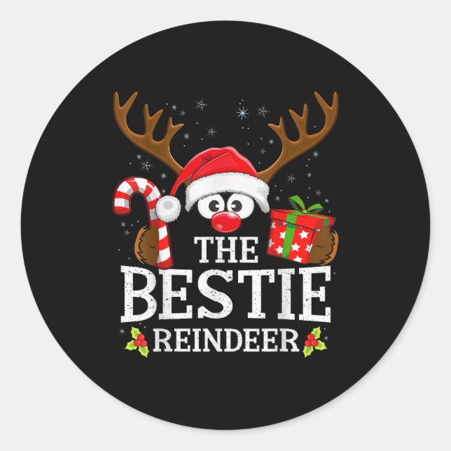 Christmas Matching The Ie Reindeer Family  Classic Round Sticker (Front)