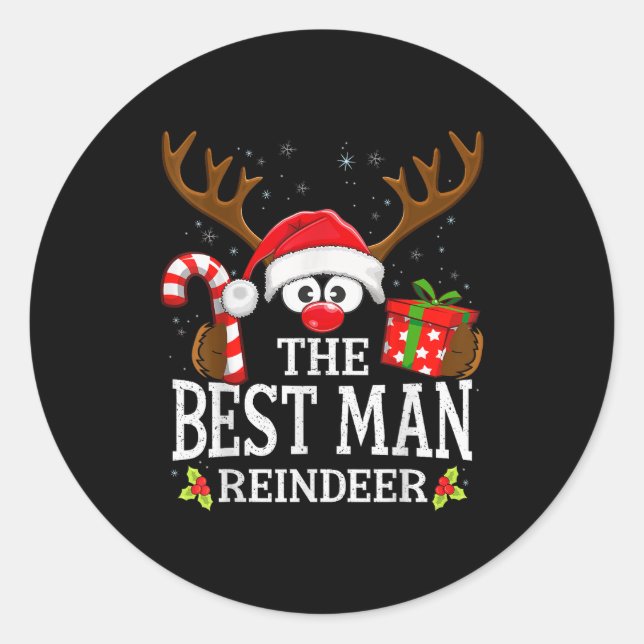 Christmas Matching The Man Reindeer Family  Classic Round Sticker (Front)