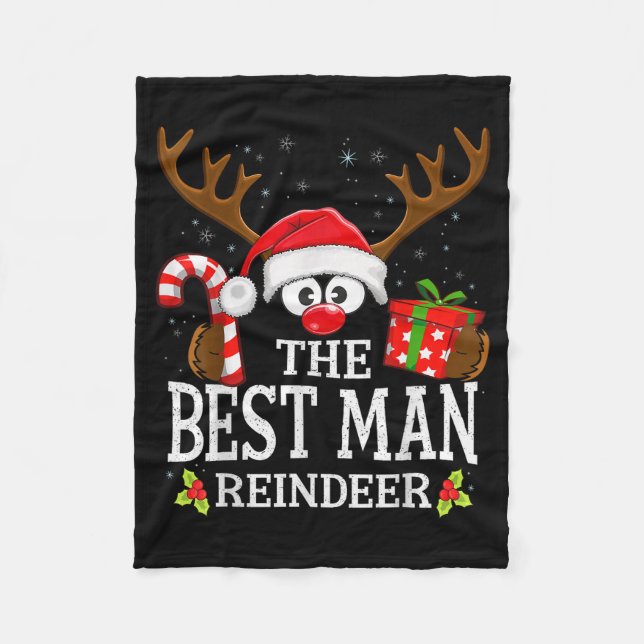 Christmas Matching The Man Reindeer Family  Fleece Blanket (Front)
