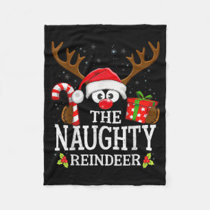 Christmas Matching The Naughty Reindeer Family  Fleece Blanket