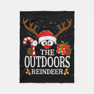 Christmas Matching The Outdoors Reindeer Family  Fleece Blanket