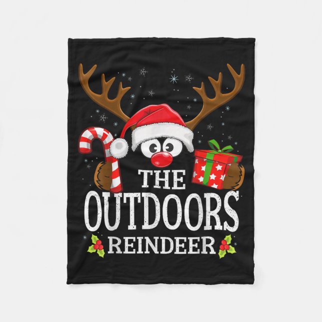Christmas Matching The Outdoors Reindeer Family  Fleece Blanket (Front)