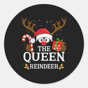 Christmas Matching The Queen Reindeer Family  Classic Round Sticker
