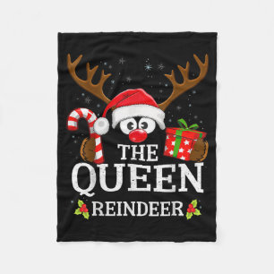 Christmas Matching The Queen Reindeer Family  Fleece Blanket