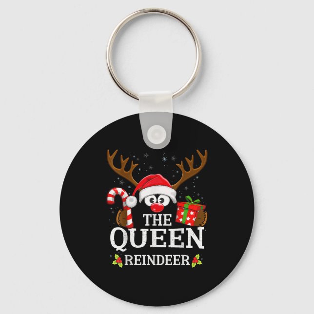 Christmas Matching The Queen Reindeer Family  Key Ring (Front)