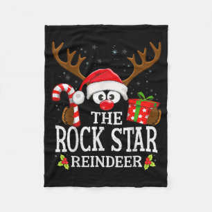 Christmas Matching The Rock Star Reindeer Family  Fleece Blanket