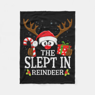 Christmas Matching The Slept In Reindeer Family Fleece Blanket