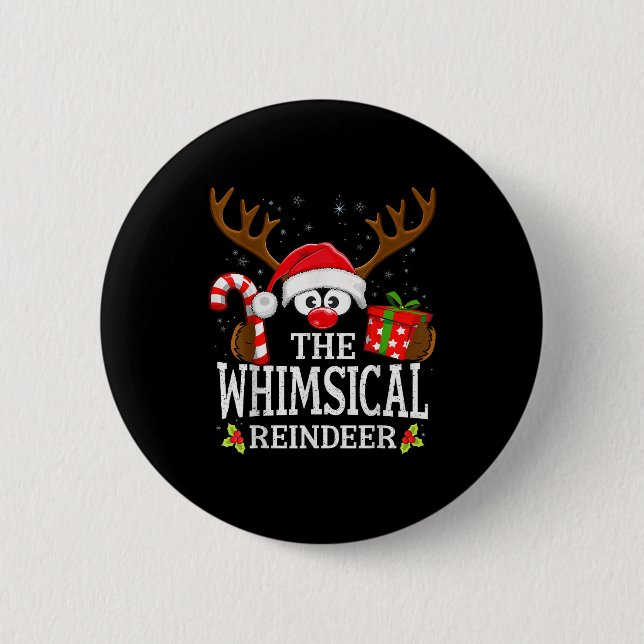 Christmas Matching The Whimsical Reindeer Family  6 Cm Round Badge (Front)