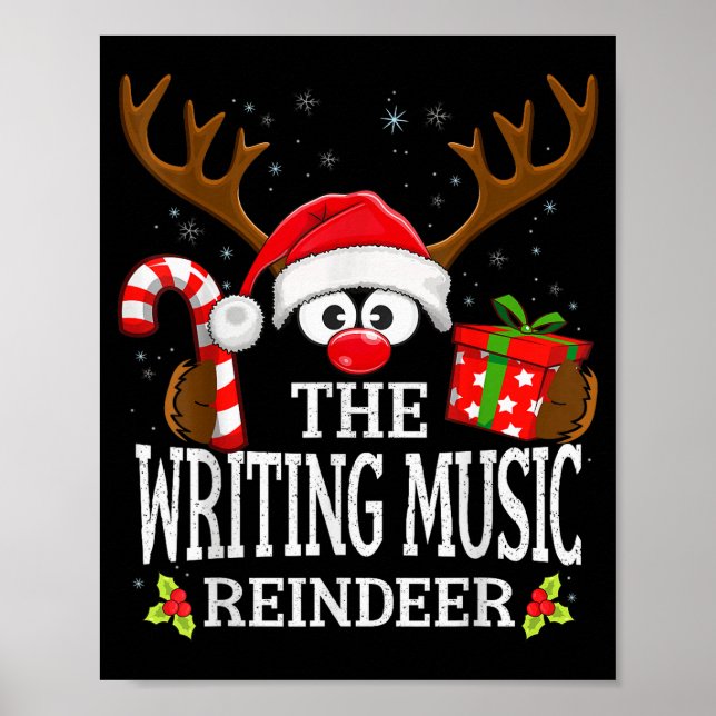 Christmas Matching The Writing Music Reindeer Fami Poster (Front)