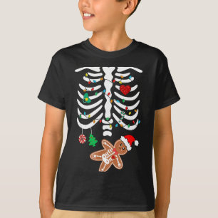 Christmas Maternity Pregnancy Gingerbread Skeleton T-Shirt