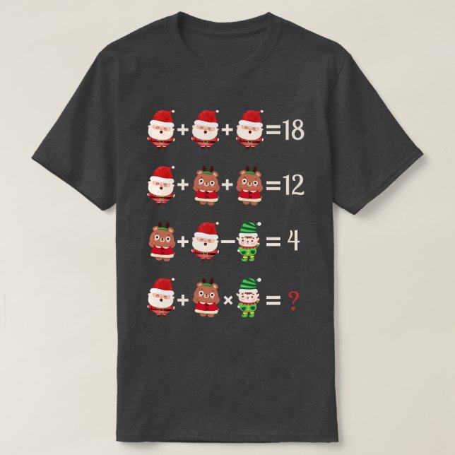 Christmas Math Quiz Math Teacher Christmas T-Shirt (Design Front)