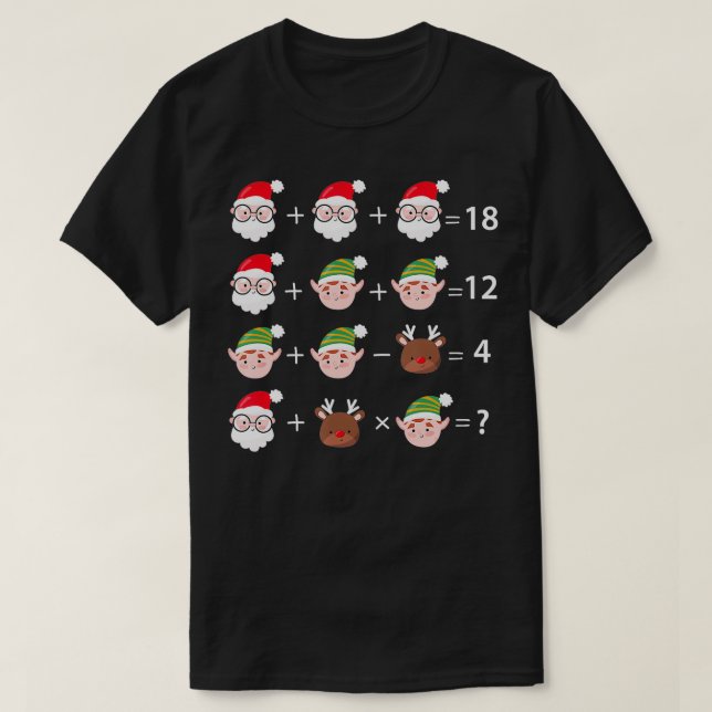 Christmas Math Quiz Math Teacher  T-Shirt (Design Front)