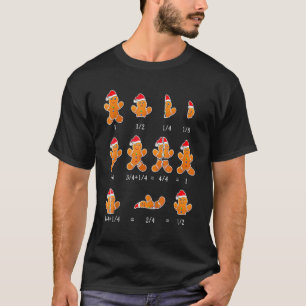Christmas Math Teacher Fraction Gingerbread Cookie T-Shirt