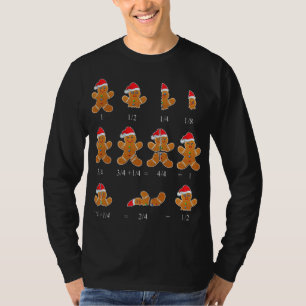 Christmas Math Teacher Fraction Gingerbread Cookie T-Shirt