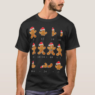 Christmas Math Teacher Fraction Gingerbread Cookie T-Shirt
