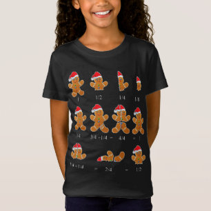 Christmas Math Teacher Fraction Gingerbread Cookie T-Shirt