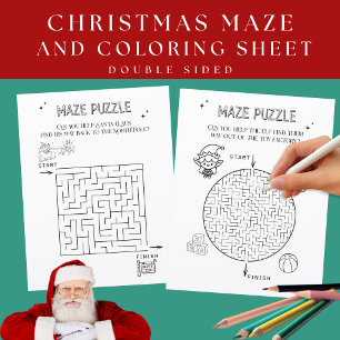 Christmas Maze for Kids Paper Sheet