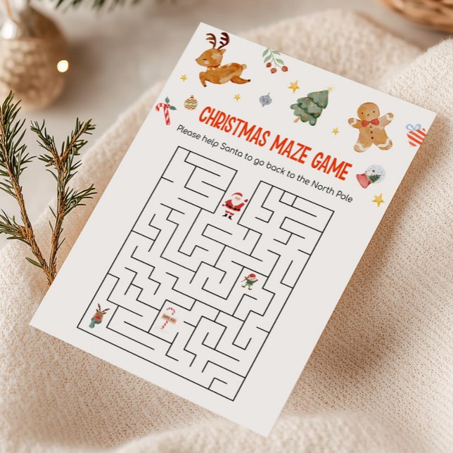 Christmas Maze Game Holiday Card (Christmas Party Games )