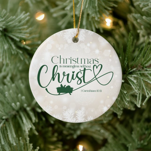 CHRISTMAS MEANINGLESS WITHOUT CHRIST Custom Gift Ceramic Tree Decoration (Tree)