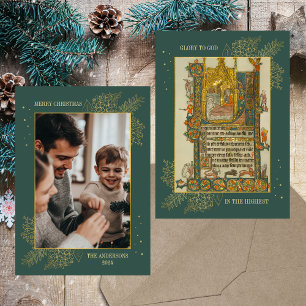 Christmas Mediaeval Christian Catholic Gold Photo Holiday Card