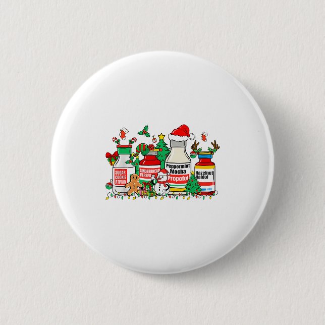 Christmas Medication Bottles Funny Nurse Humor  6 Cm Round Badge (Front)