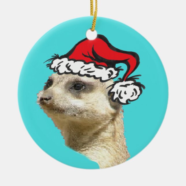 Christmas Meerkat Customisable Cirle Ornament (Front)