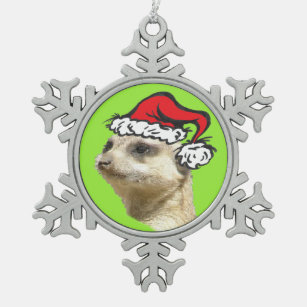 Christmas Meerkat Customisable Snowflake Ornament