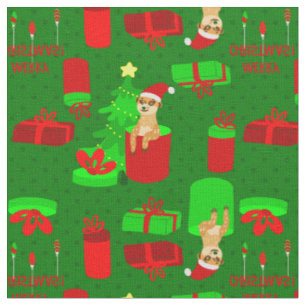 christmas meerkat santa funny mongoose fabric