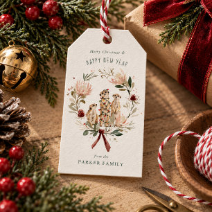 Christmas Meerkat Wreath Personalised Gift Tag
