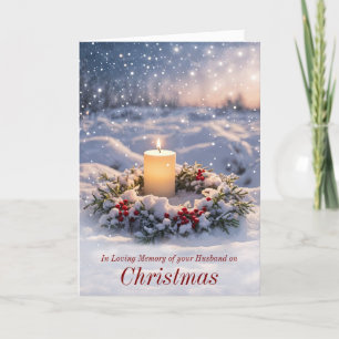 Christmas Memorial Candle and Wreath  Card