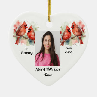 Christmas Memorial Keepsake Cardinal Bird Ceramic Tree Decoration