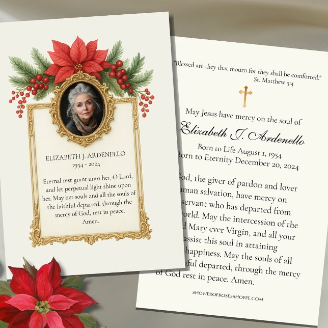 Christmas Memorial Prayer Funeral Photo Business Card (Creator Uploaded)