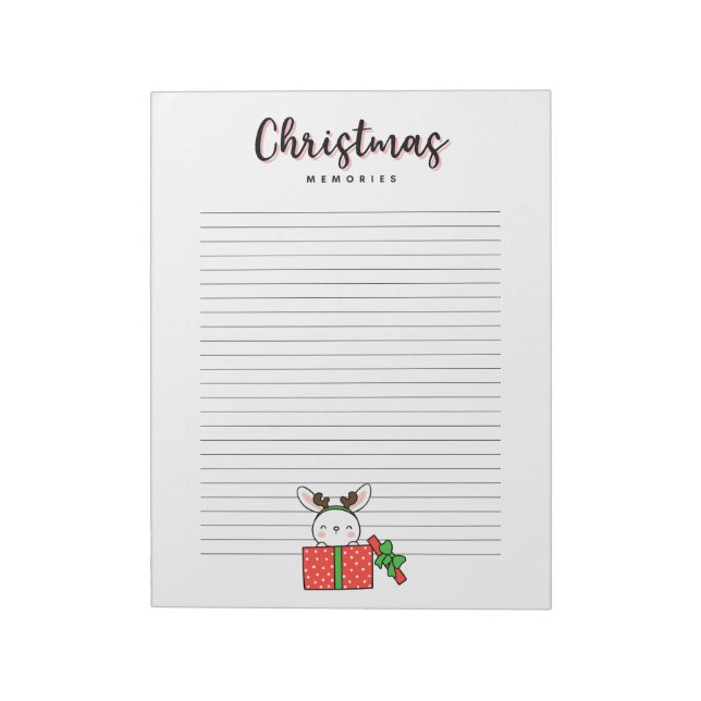 Christmas Memories Bunny in a Giftbox Notepad (Rotated)