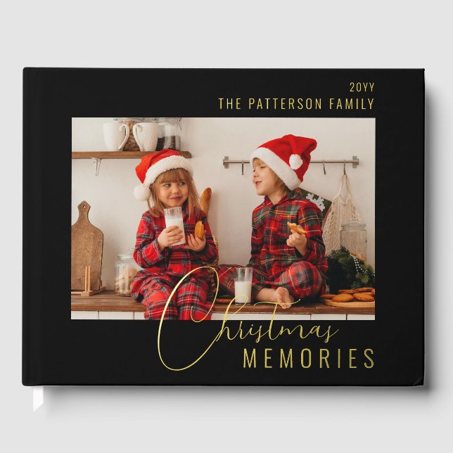 Christmas Memories Real Foil Family Photo Guest Book (Front)