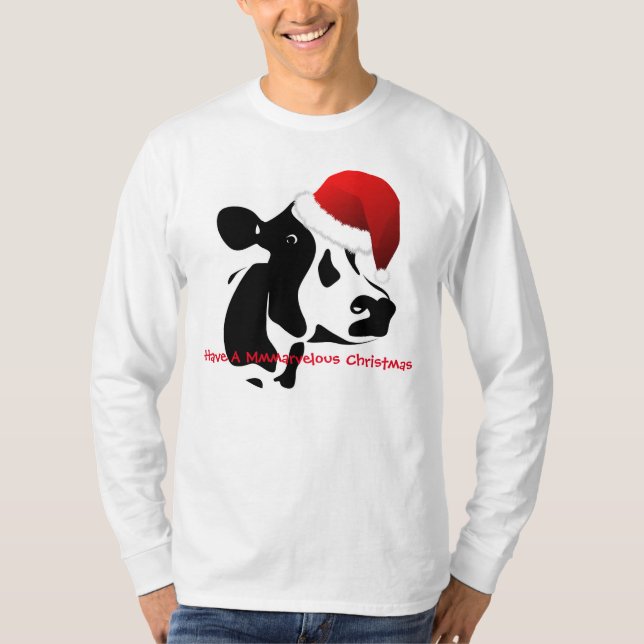 Christmas Men's T-Shirt Santa Cow (Front)