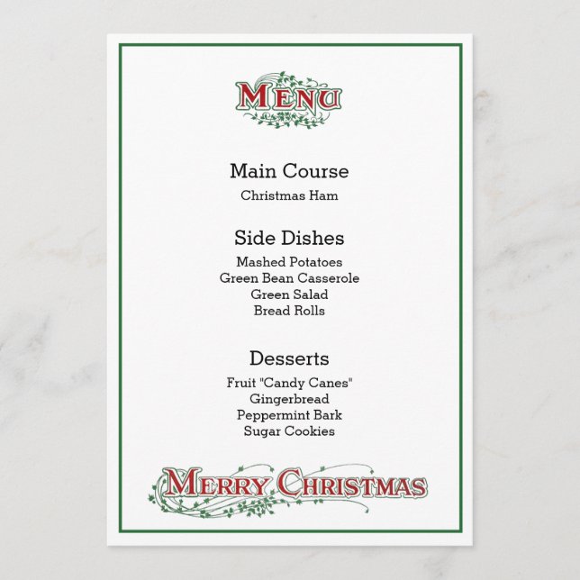 Christmas Menu (Front)