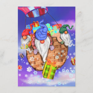 Christmas Menu Gnomes eith Balloon Gives Gifts 