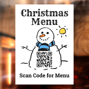 Christmas Menu Snowman with QR Code