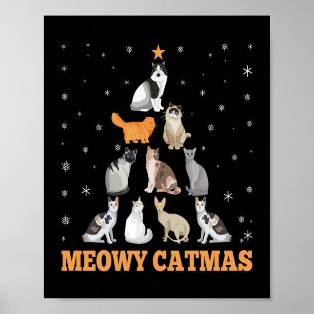 Christmas Meowy Catmas Holiday Cat Lover Gift Poster (Front)