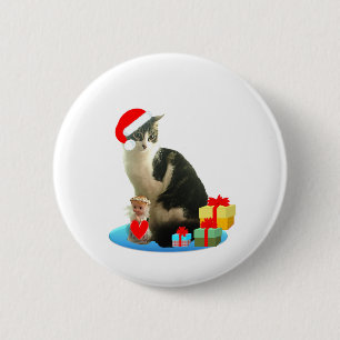 Christmas Merlin cat 6 Cm Round Badge