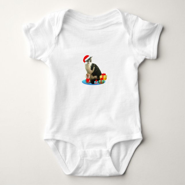 Christmas Merlin cat Baby Bodysuit (Front)