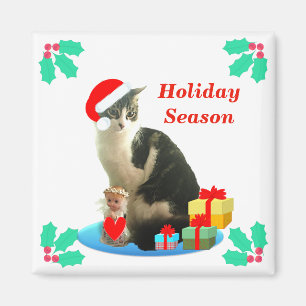 Christmas Merlin Cat Magnet