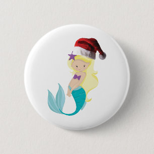 Christmas Mermaid 6 Cm Round Badge