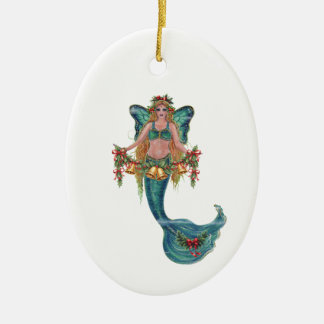 Christmas mermaid by Renee Lavoie Ceramic Tree Decoration