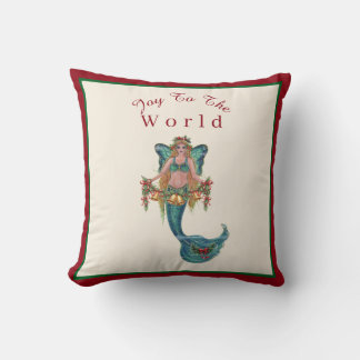 Christmas mermaid by Renee Lavoie Cushion