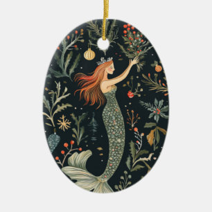 Christmas Mermaid Ceramic Tree Decoration