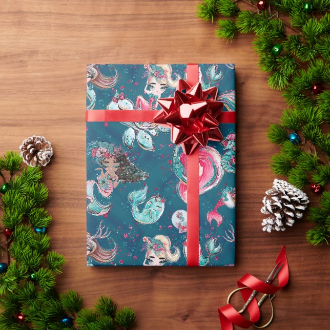 Christmas Mermaid & Friends Wrapping Paper (Holiday Gift)
