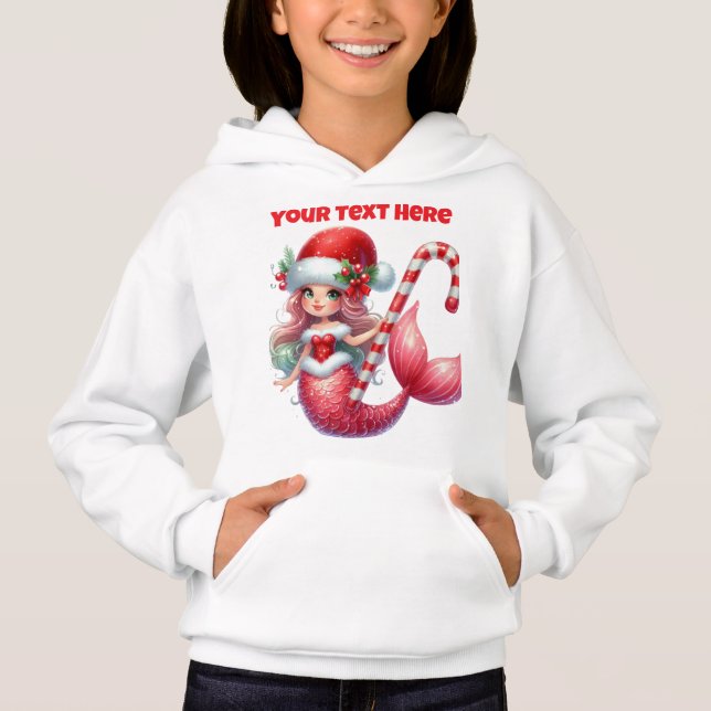 Christmas Mermaid Girls Hoodie (Front)
